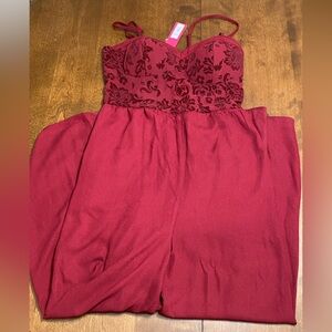 NWT Xhiliration Red Burgundy Lace Dress, Size M